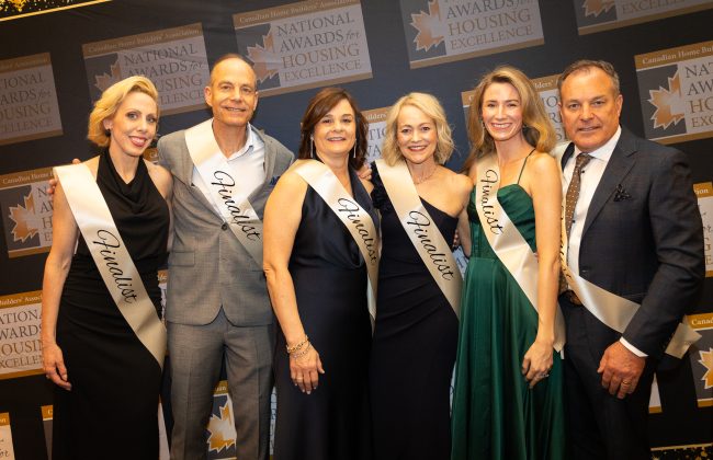 Lucchetta Homes team at the 2026 CHBA National Awards for Housing Excellence “Glitter & Groove Awards Bash” in Québec City, May 8, 2026